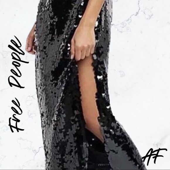 FREE PEOPLE SEQUINED DRESS BLACK NEW - Picture 6 of 11
